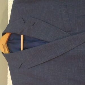 Like New Alan Flusser Blue Wool/Linen/Silk Sport Jacket 48R